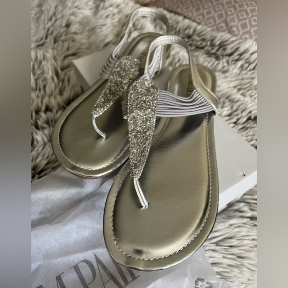 Dream Pairs Women’s Elastic Strappy Thong Gladiator Sandal - Silver Size 11 - Picture 3 of 5